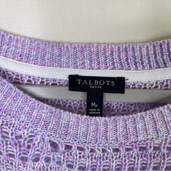 Talbots Top 100% Cotton  Breezy Lavender Open Knit A Touch Of Elegance - Picture 6 of 10